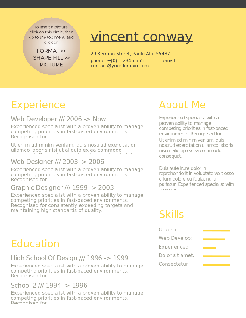Subtle Yellow CV – Vorschau
